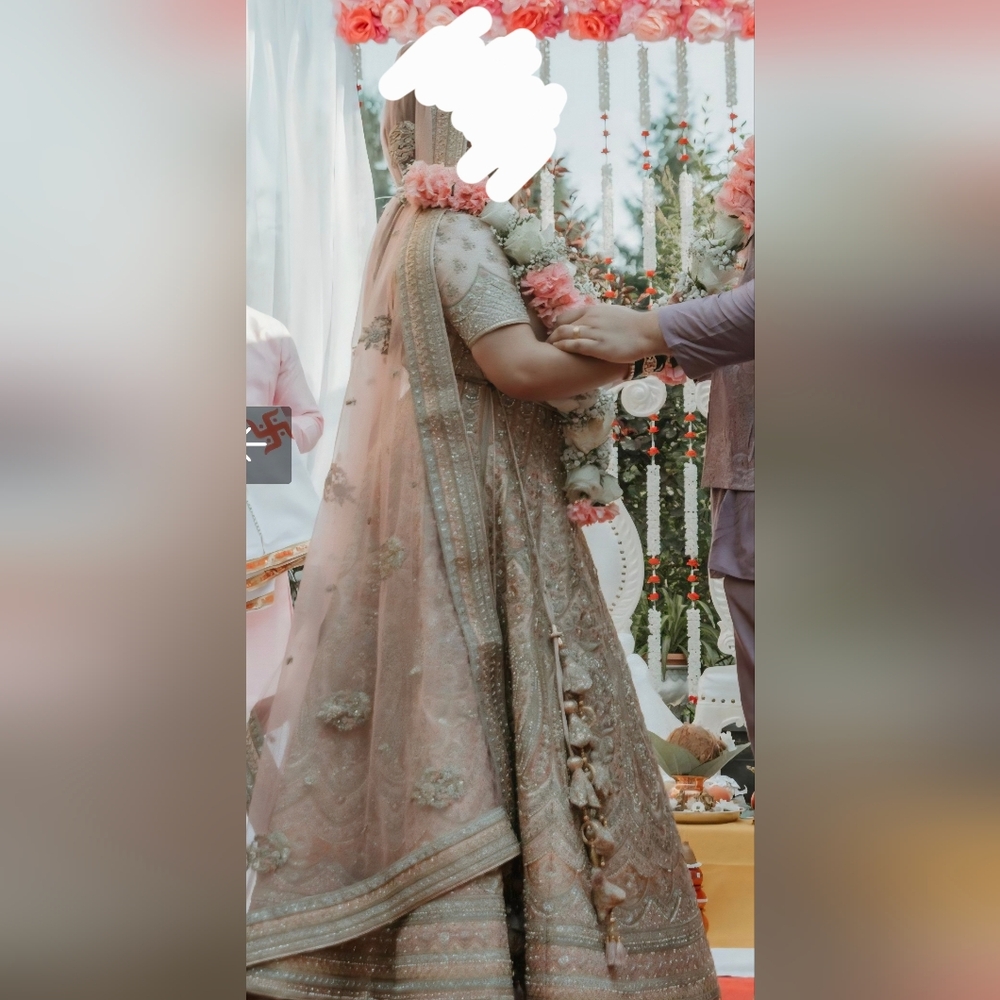 Pink, Gold, Cream Heavy Embroidered Bridal Lehenga